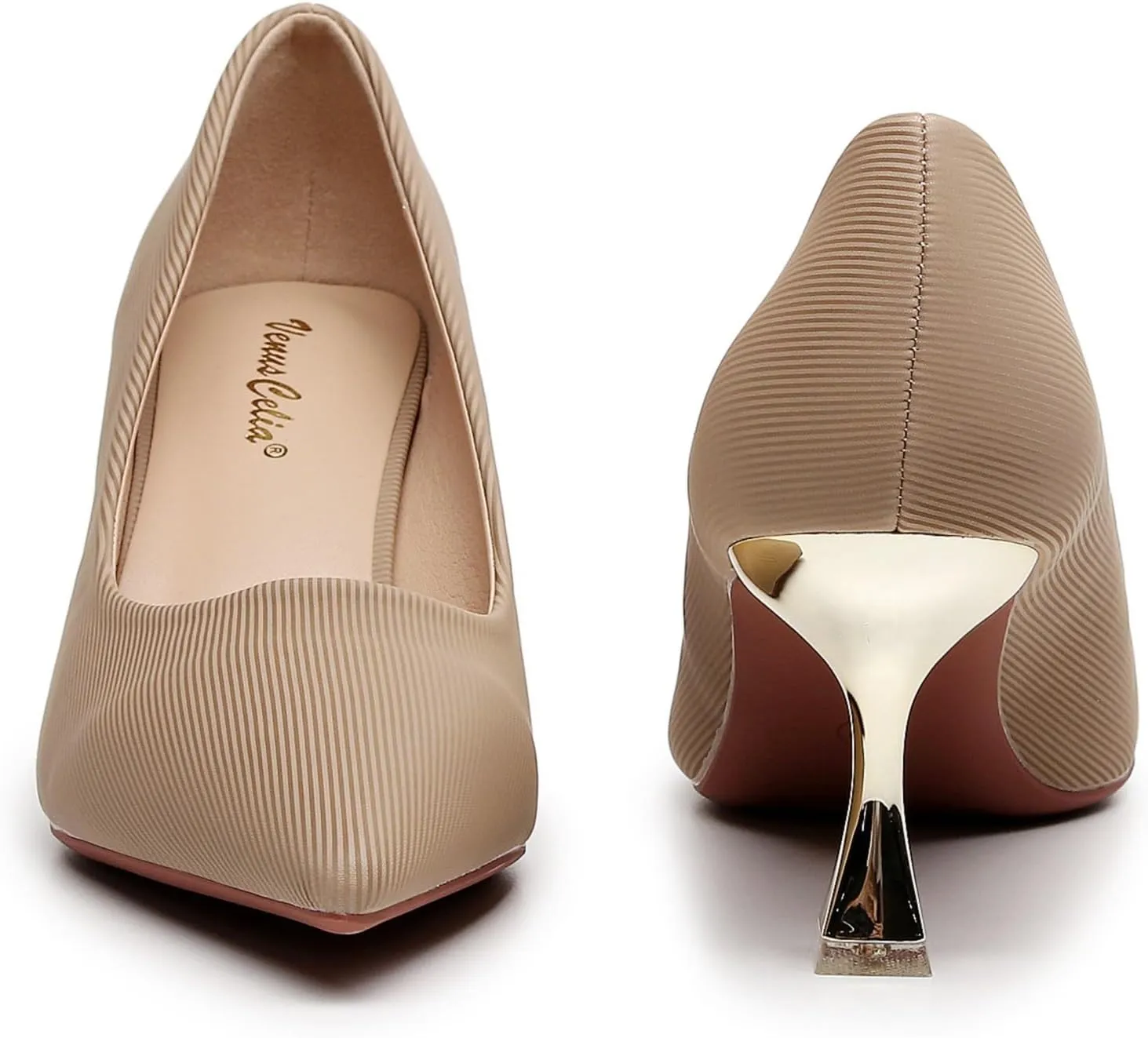 VenusCelia Women's Golden-Sun Pump Stiletto Heel Shoe