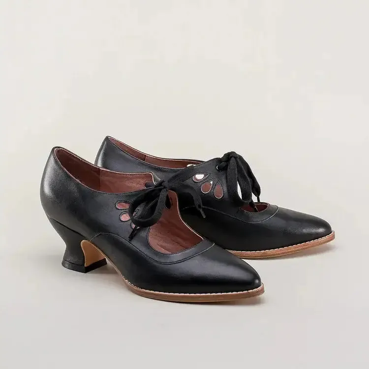 Vintage Lace-Up Heels | Retro Oxford Style | Comfortable Mid-Heel