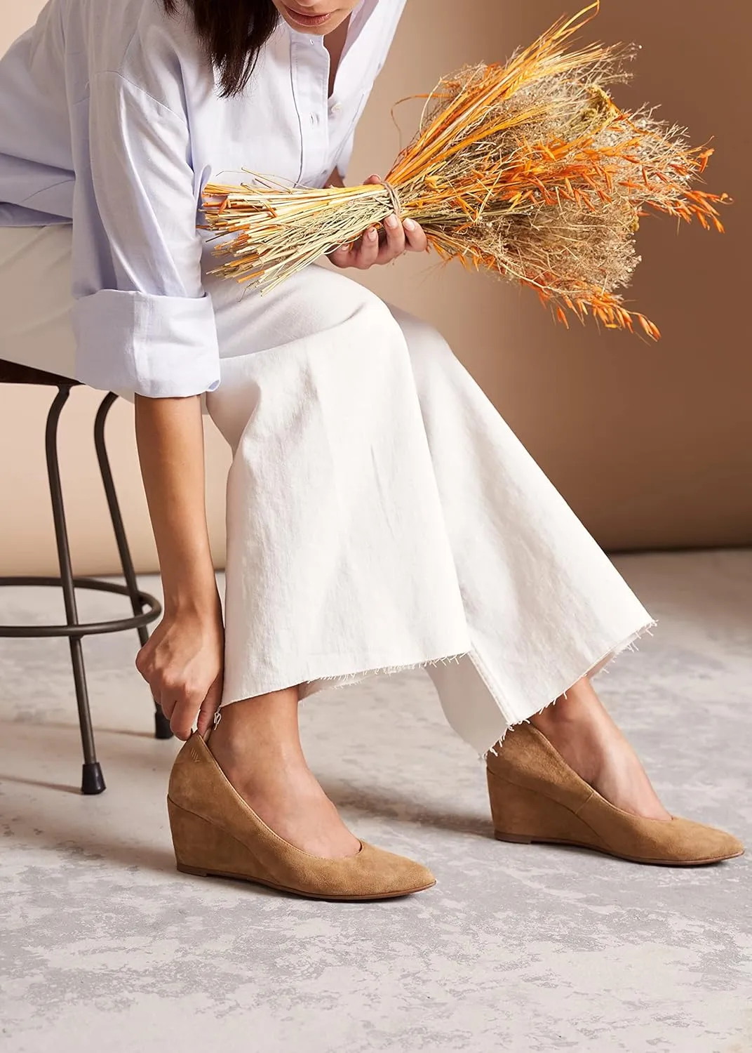 VISCATA Verona Women's Suede Wedge, Spain Handmade Casual Pump Comfortable Shoes with a Sturdy All Natural 2.5” Wedge. Made with Cushioned Leather Insole and Lined with Premium Leather