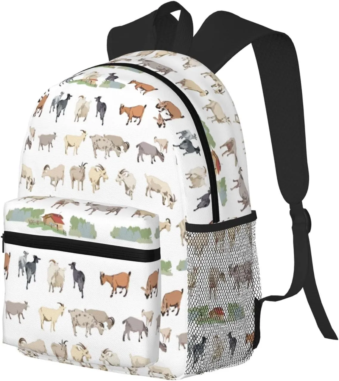 VOSERY Travel Laptop Backpack for Men Women - Painted Cute Goat Water Resistant Beach Backpack, Lightweight Backpack with Laptop Compartment, Travel Backpack with Adjustable Carry Straps