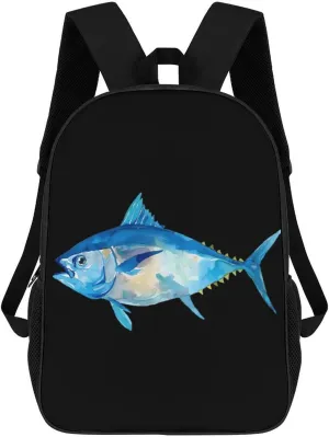 Watercolort Tuna Fish Funny 17 Inch Backpack Multipurpose Shoulders Daypack Laptop Bag for Travel Hiking Camping 12.5 X 17 X 5.5 Inch