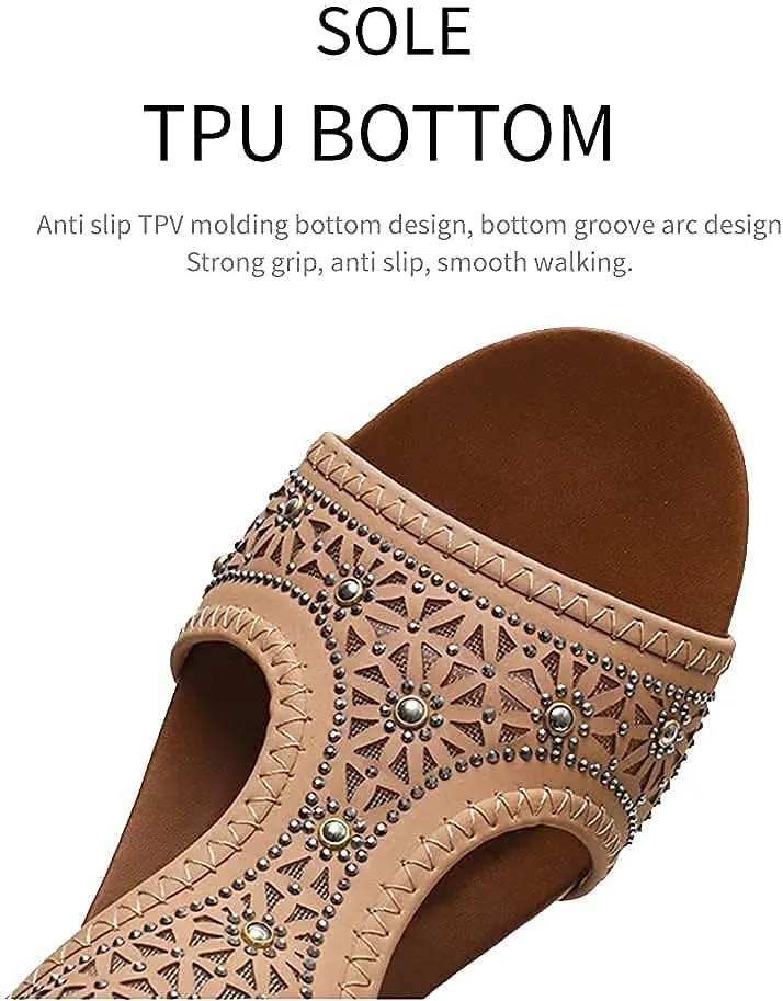 WOJWSKI Women's Slide Wedge Sandal Open Toe High Heel Zipper Back Platform