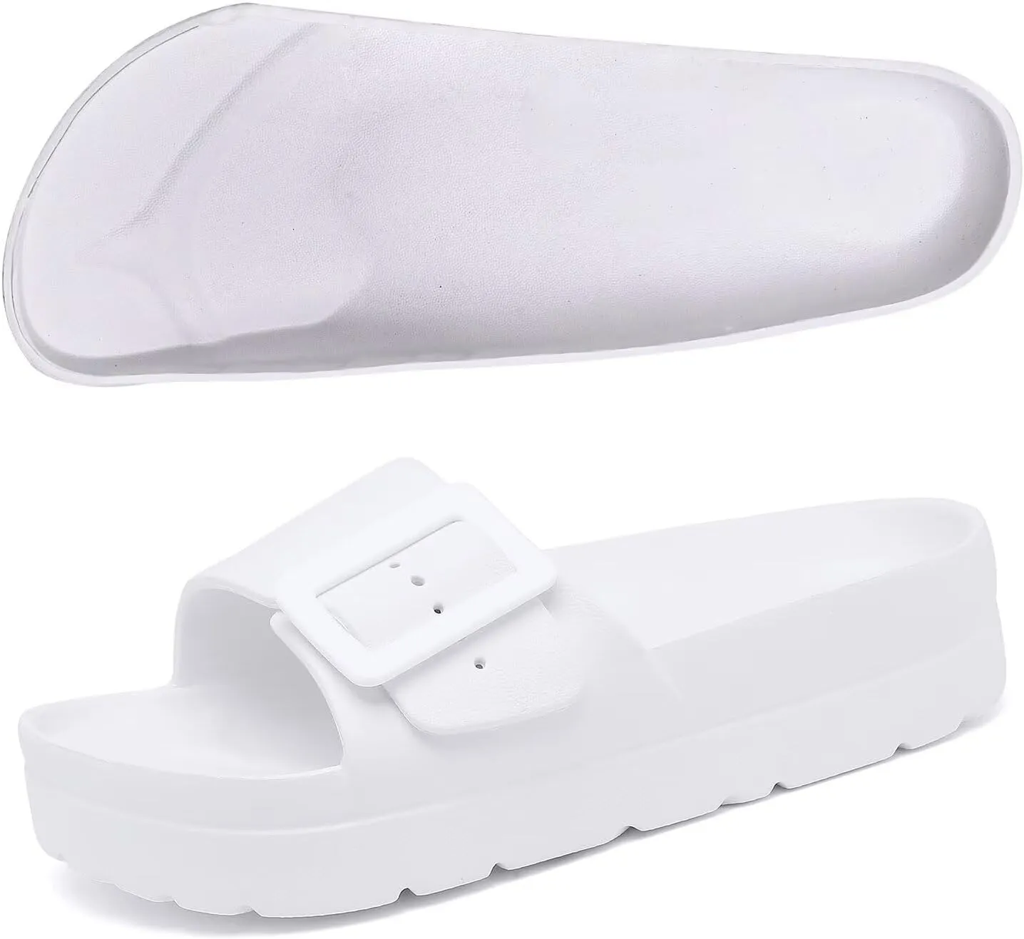 Women Platform Sandals with Arch Support, Adjustable Double Buckle Slide for Woman, Summer Vacation Sandal for Beach,Garden,Pool,Easy Street, Sandalias de Plataforma Para Mujer
