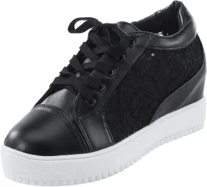 Women Wedge Lace Pattern Trainer for Women Ladies Wedge Platform Casual Shoes Inner Heightening Women New Running Shoes