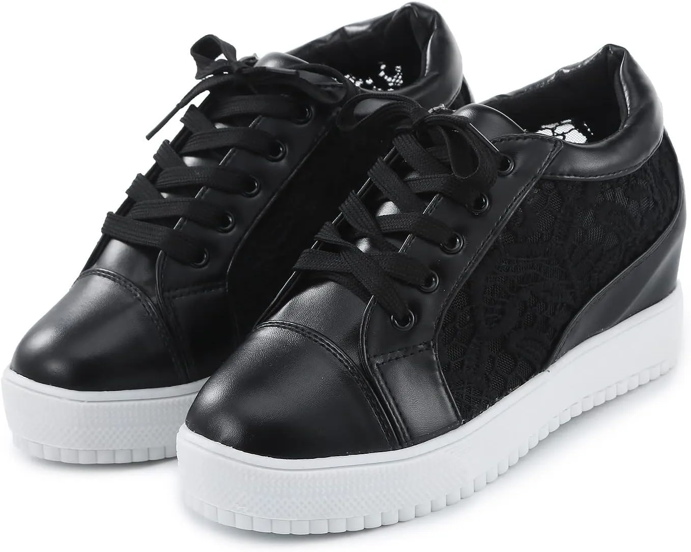 Women Wedge Lace Pattern Trainer for Women Ladies Wedge Platform Casual Shoes Inner Heightening Women New Running Shoes
