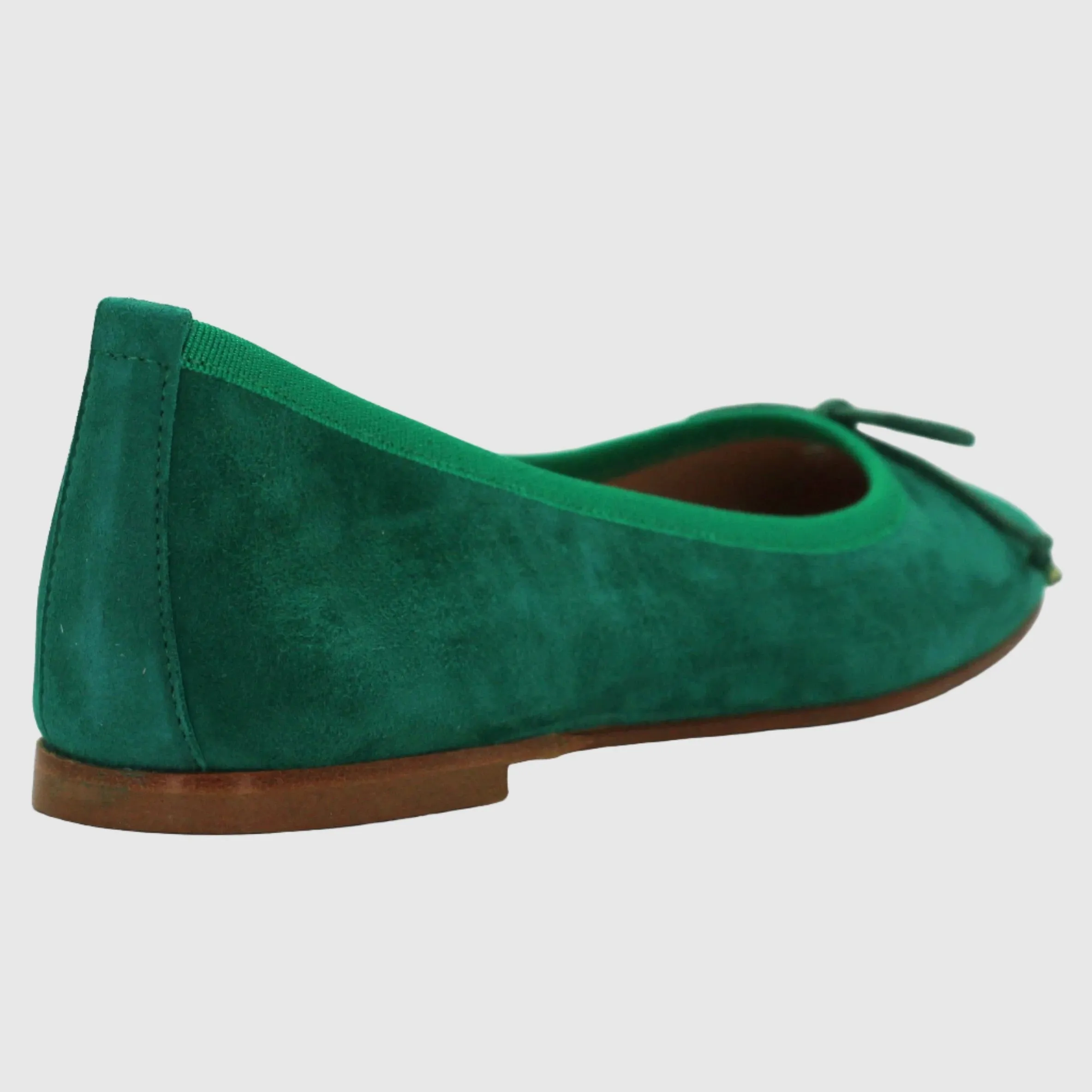 Women's Ballerina Pump in Suede Leather Emerald (ESE485)