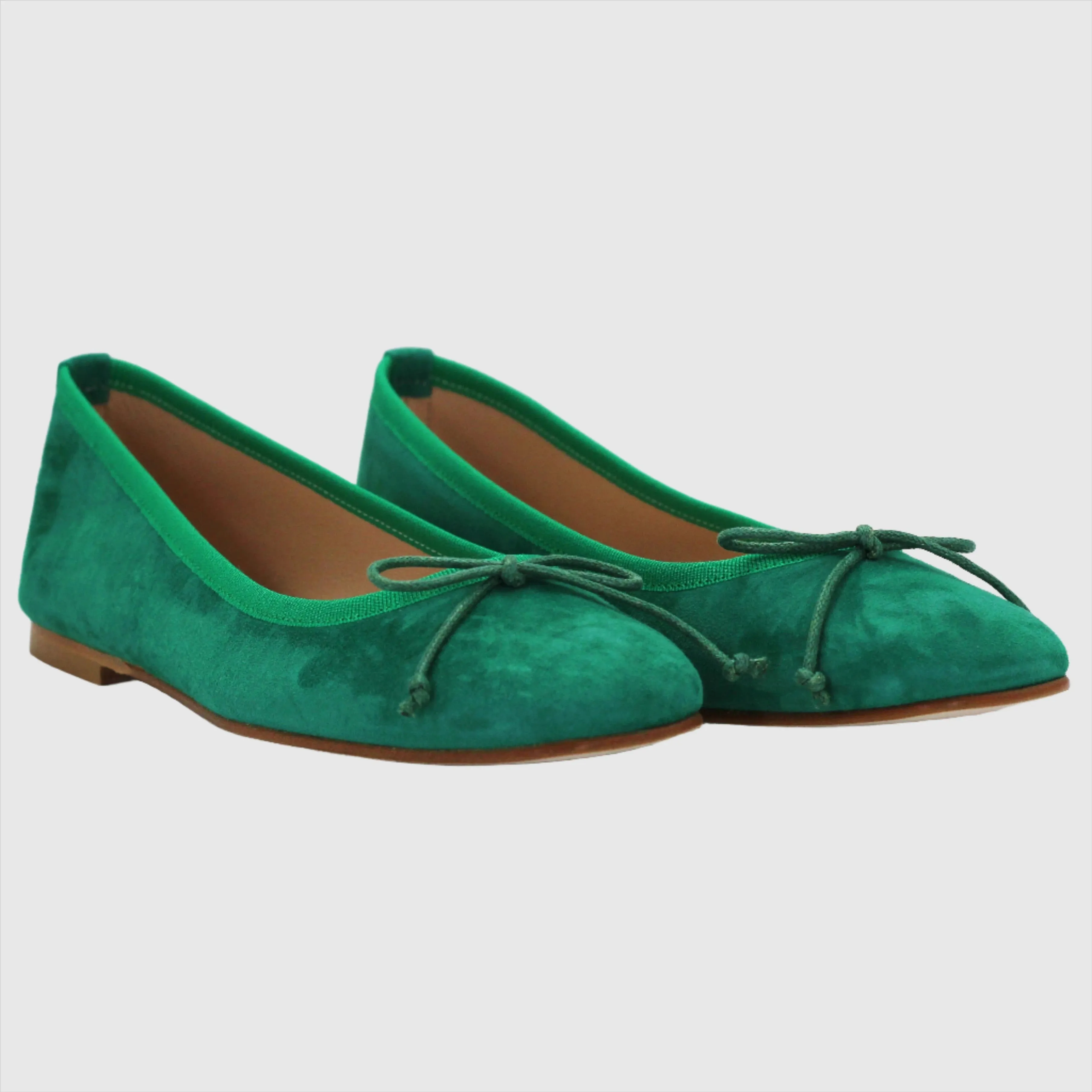 Women's Ballerina Pump in Suede Leather Emerald (ESE485)
