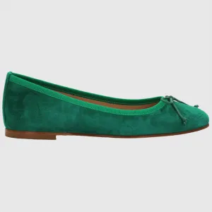 Women's Ballerina Pump in Suede Leather Emerald (ESE485)