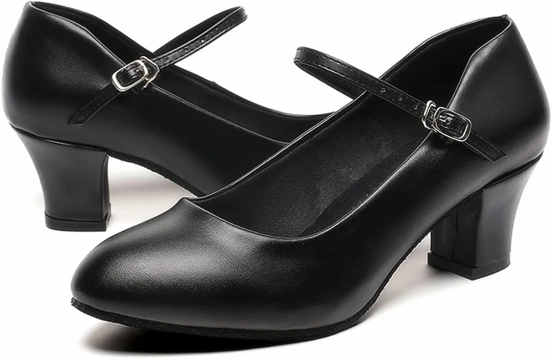 Womens Black Latin Salsa Character Shoes Ballroom Dance Heels Prom Wedding Shoes Dress Pump