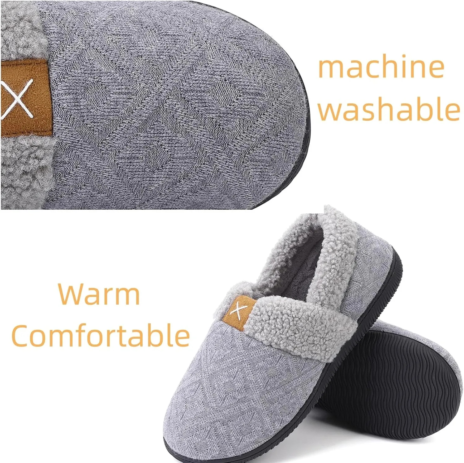 Women's Casual Mens Cozy Memory Foam Scuff, House Slippers Soft Plush Lined Slip On Indoor Outdoor with Best Arch Surpport