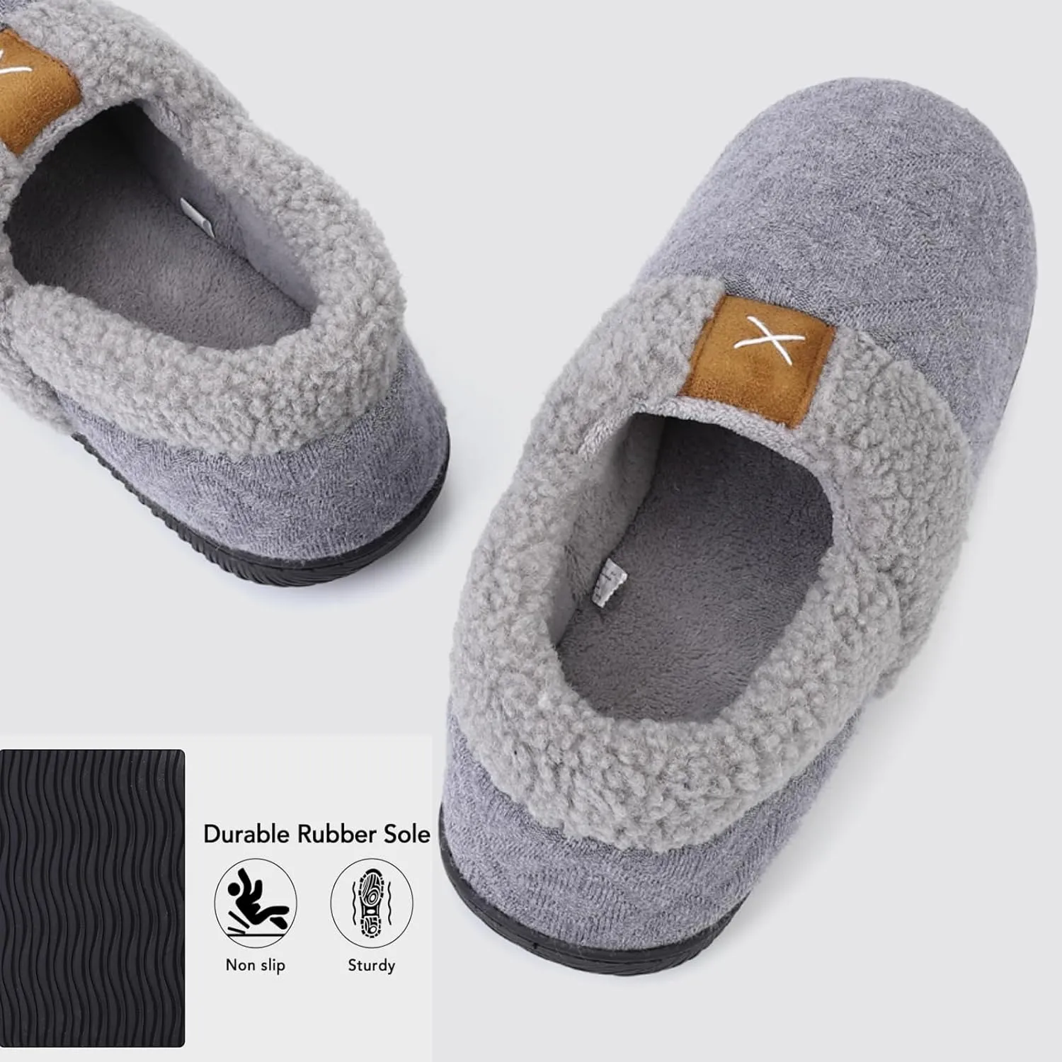 Women's Casual Mens Cozy Memory Foam Scuff, House Slippers Soft Plush Lined Slip On Indoor Outdoor with Best Arch Surpport