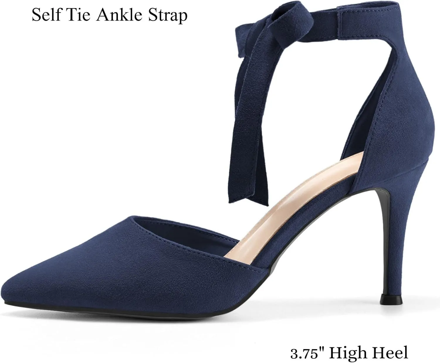 Womens High Heel Pointed Toe Pumps Ankle Tie Classic Office Special Dress Party Shoes