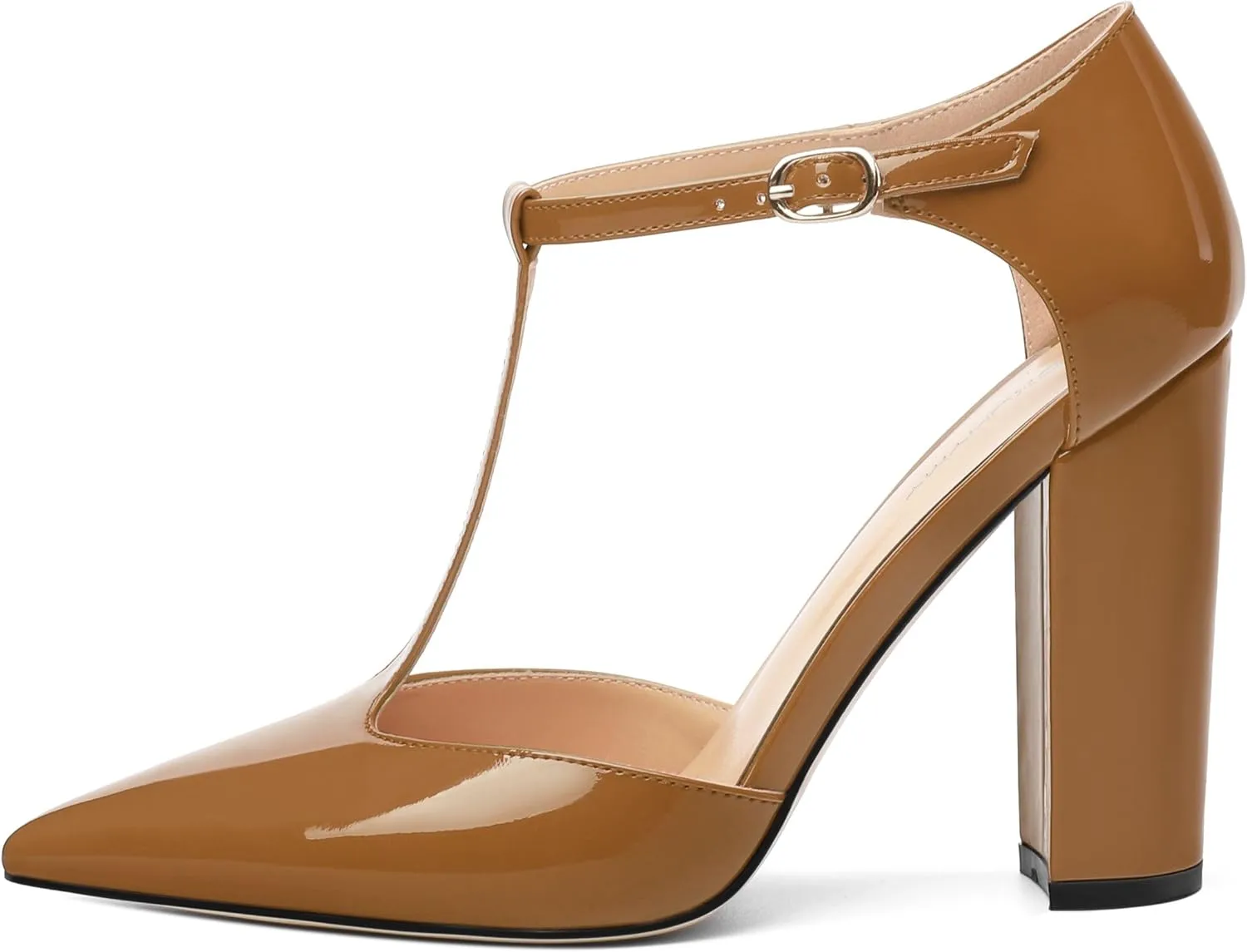 Women's High Heel Pumps, Simple Classic T-Strap Pointed Toe Dress Shoes,Party Dress Sandals3.9