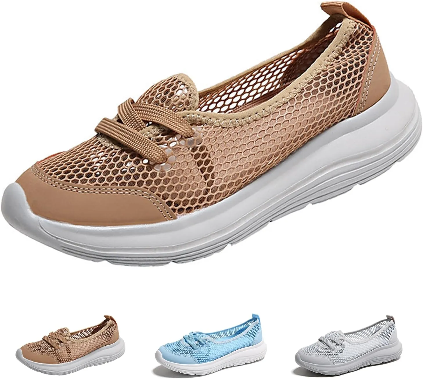Women's Hollow Mesh Lace Up Flats Sneakers,Summer Fashion Breathable Low Top Backless Round Toe Comfortable Slip-on Soft Sole Casual Walking Shoe Loafer