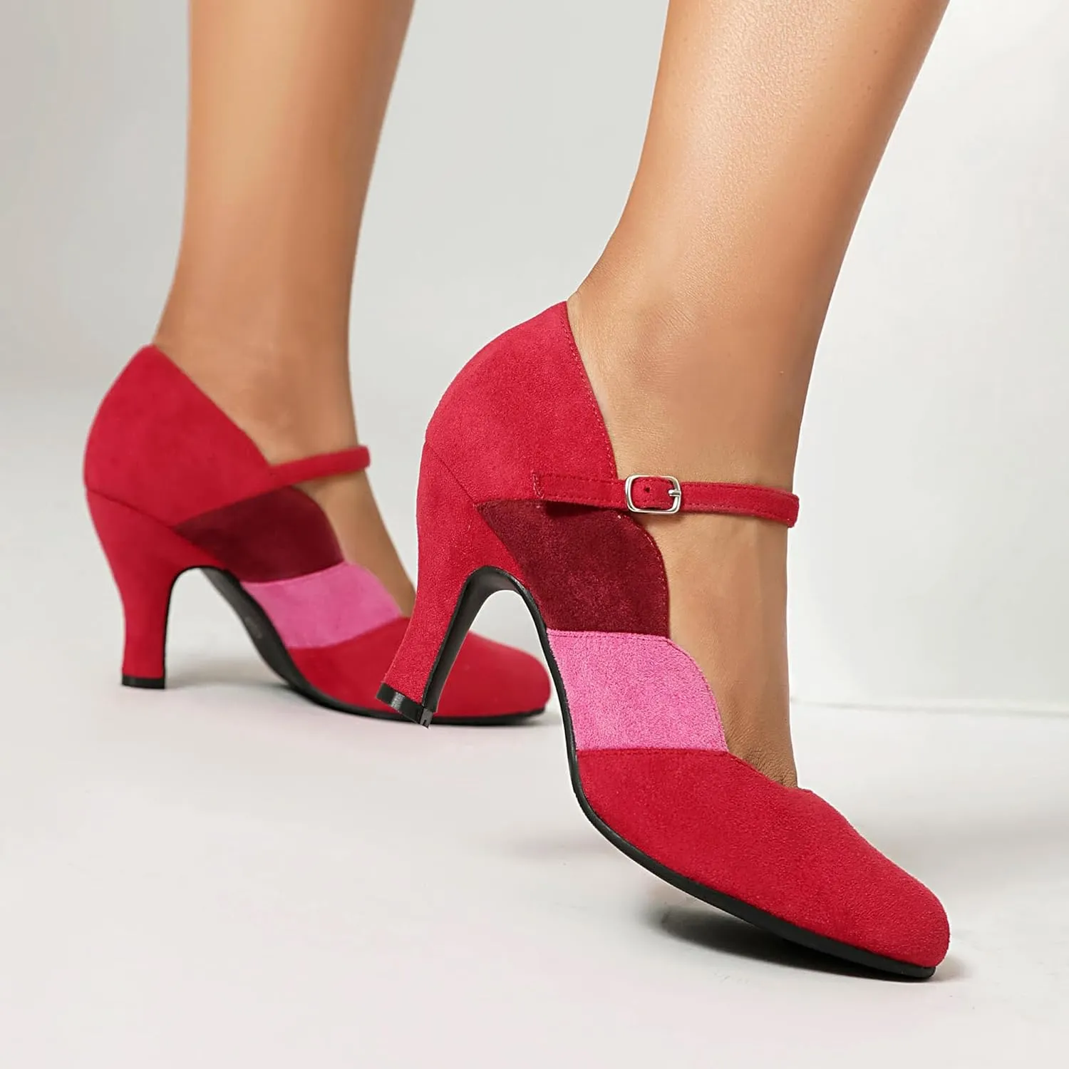 Women's Mary Jane Close Round Toe Vintage 1950s Heels Ankle Straps Retro 1920s Victorian Pumps 1930s Shoes