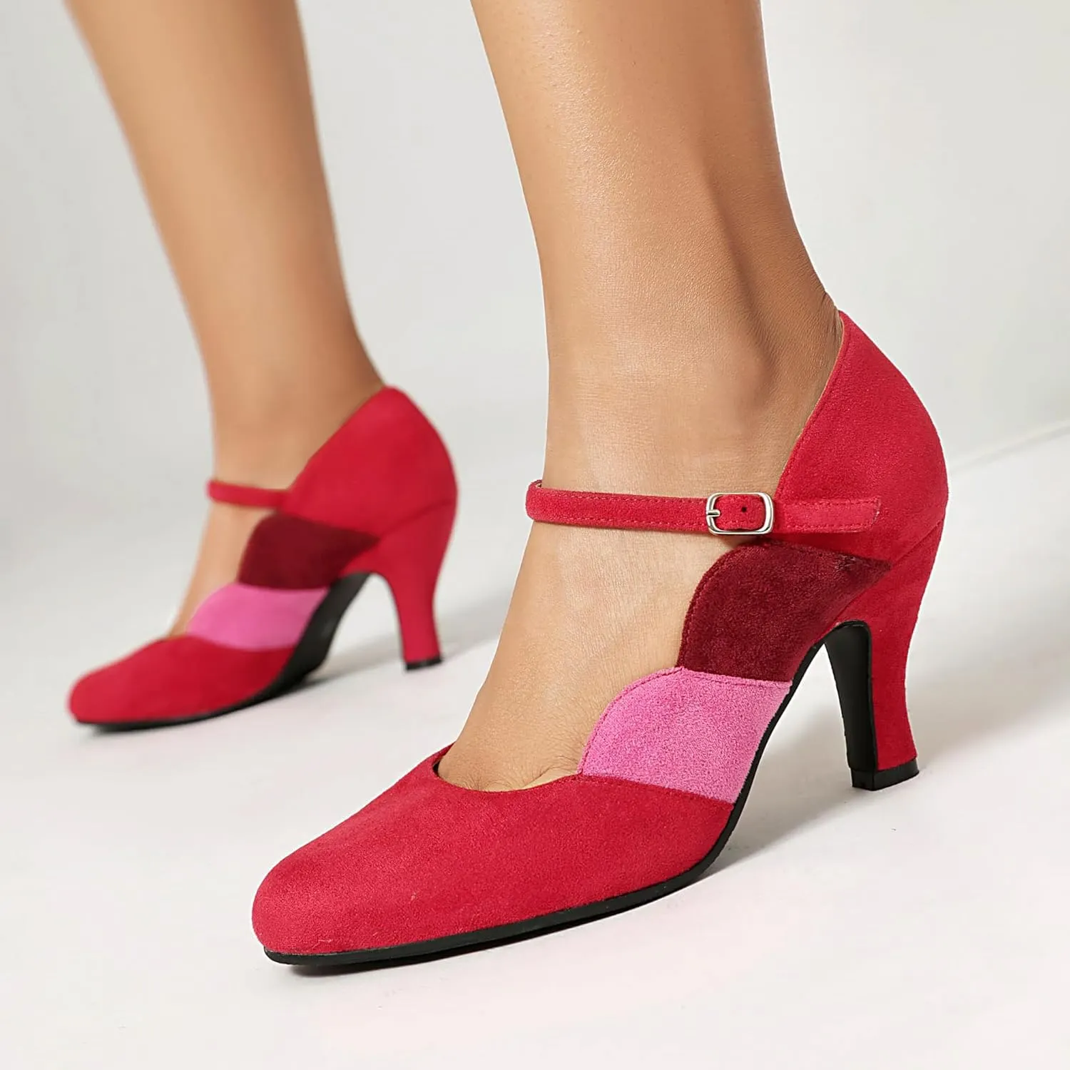 Women's Mary Jane Close Round Toe Vintage 1950s Heels Ankle Straps Retro 1920s Victorian Pumps 1930s Shoes