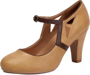 Women's Mary Jane Vintage Close Round Toe Vintage 1950s Heels Retro 1920s Victorian Pumps Anckle Straps 1930s Shoes