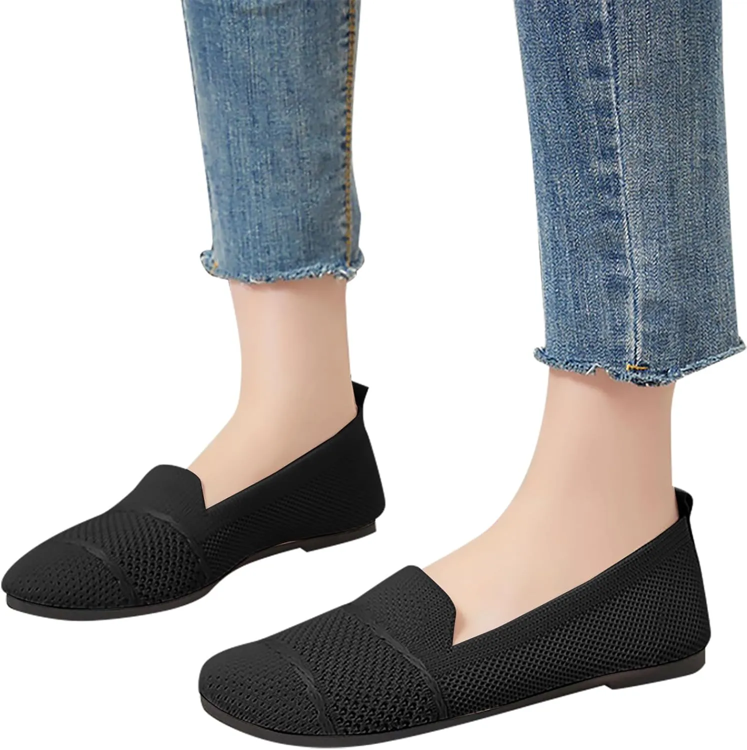 Womens Mesh Loafer Flat Walking Running Comfortable Round Toe Ballet Breathable Dress Washable Work Slip-on Shoes
