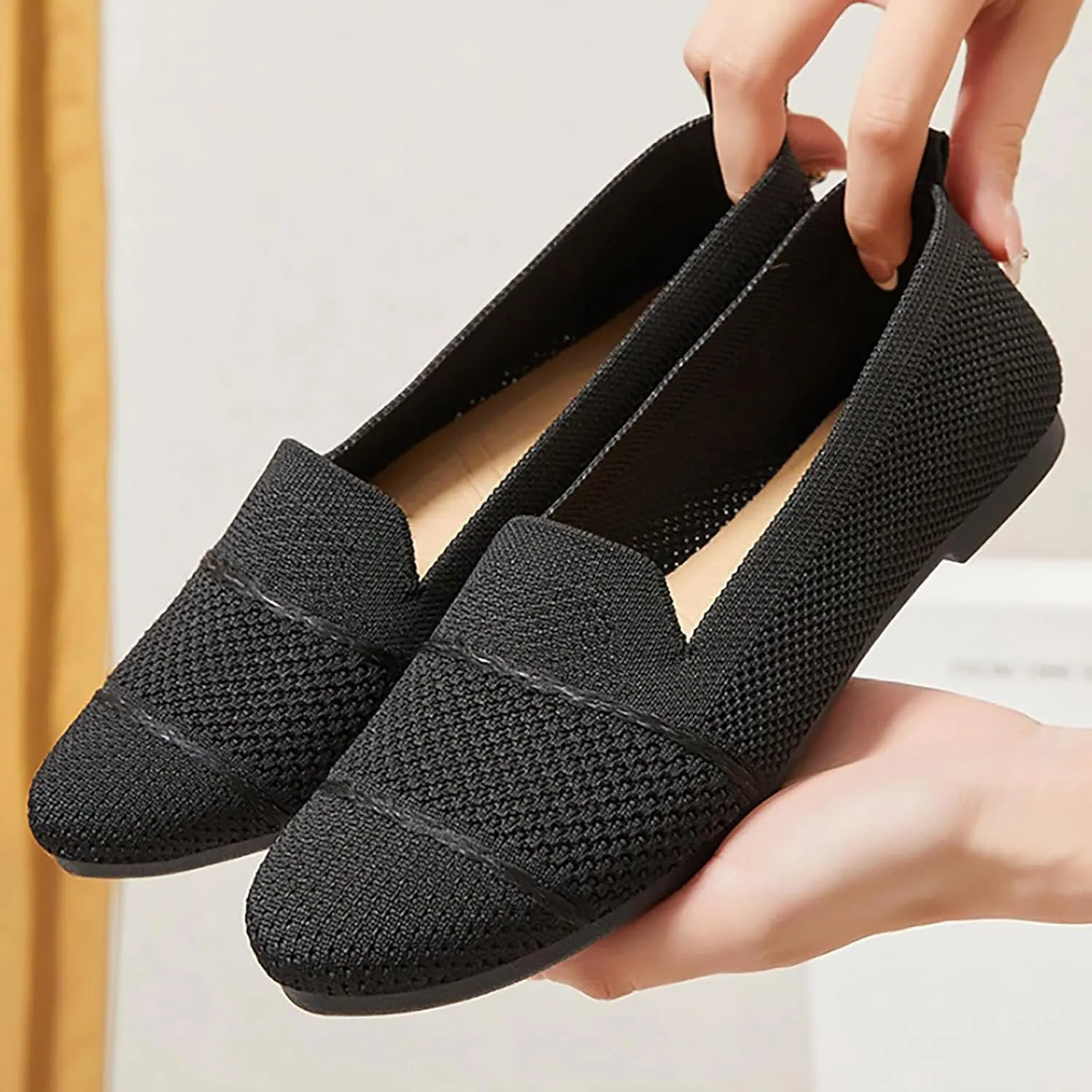 Womens Mesh Loafer Flat Walking Running Comfortable Round Toe Ballet Breathable Dress Washable Work Slip-on Shoes