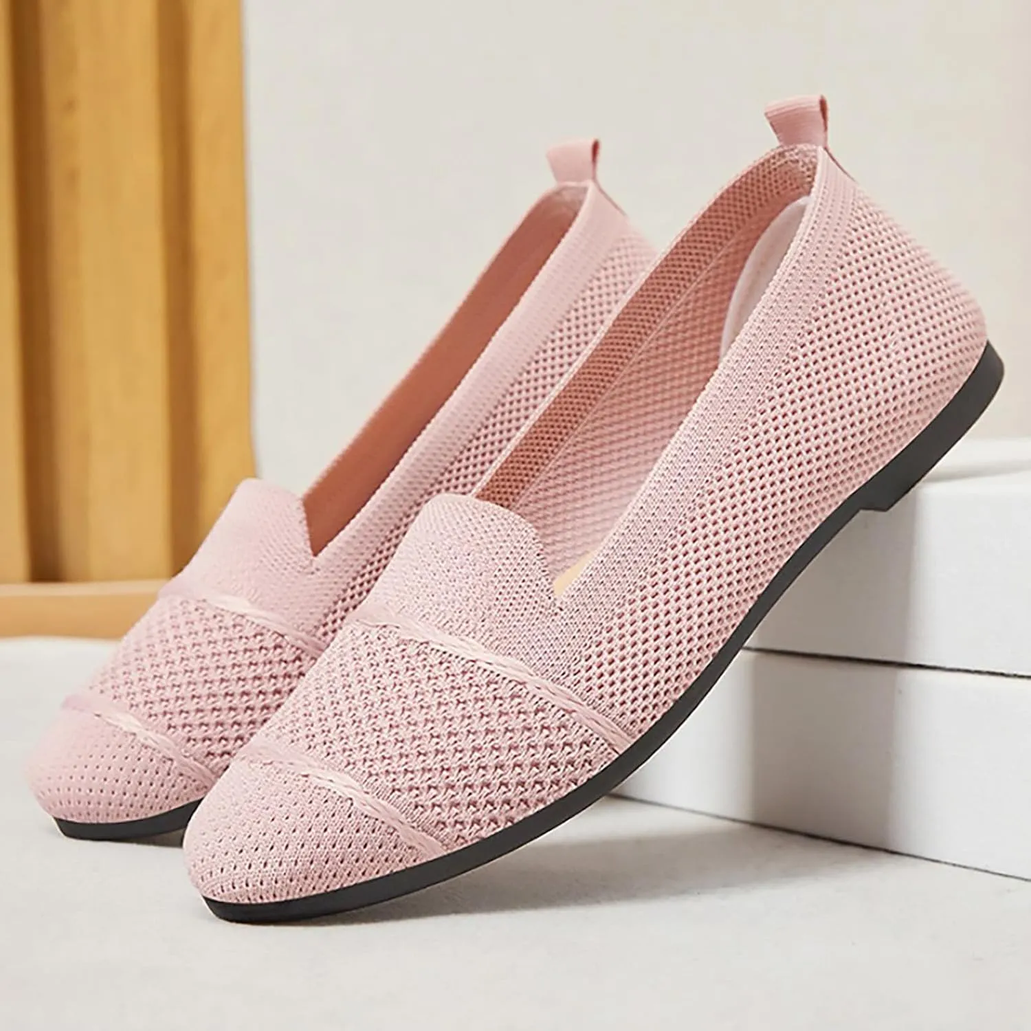 Womens Mesh Loafer Flat Walking Running Comfortable Round Toe Ballet Breathable Dress Washable Work Slip-on Shoes
