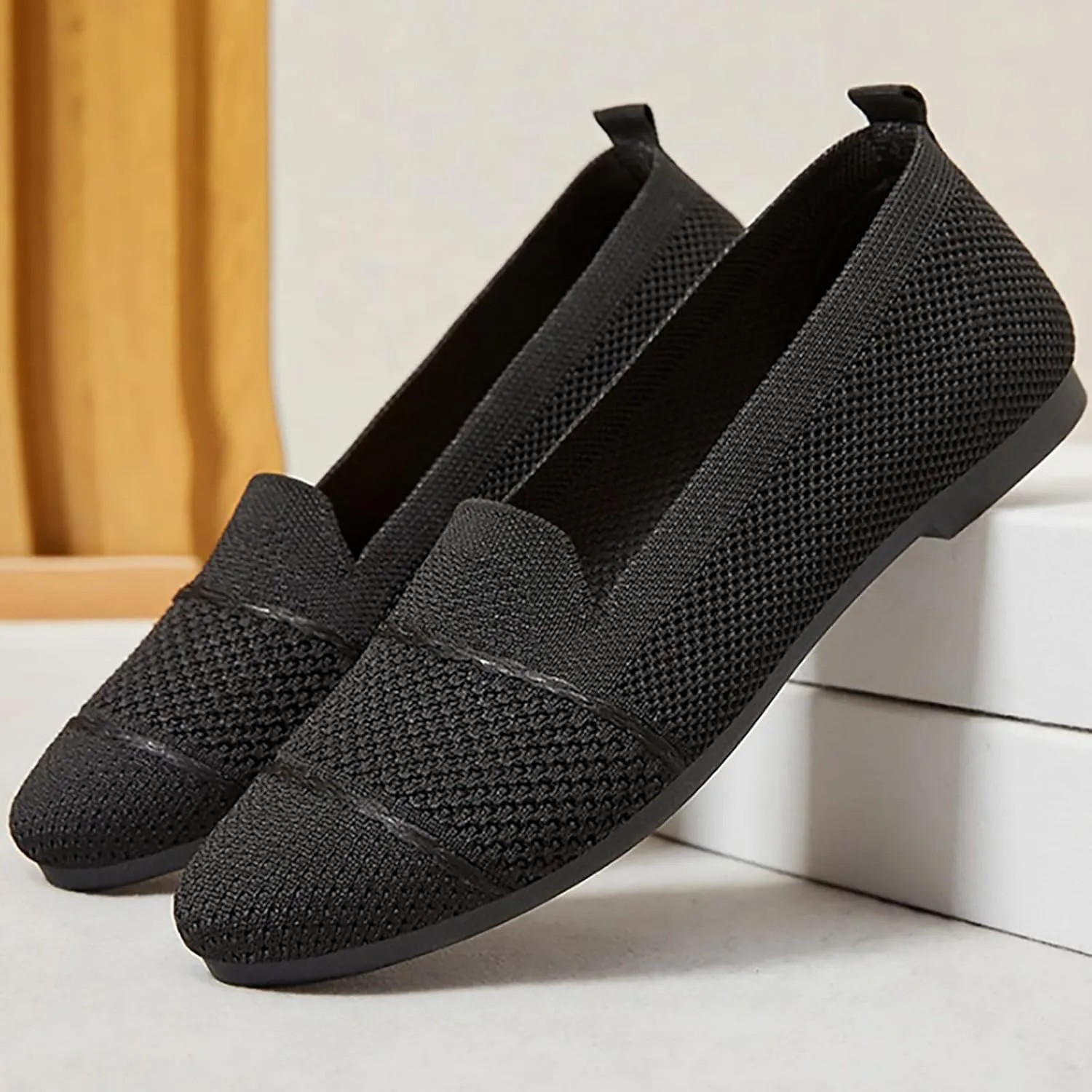 Womens Mesh Loafer Flat Walking Running Comfortable Round Toe Ballet Breathable Dress Washable Work Slip-on Shoes