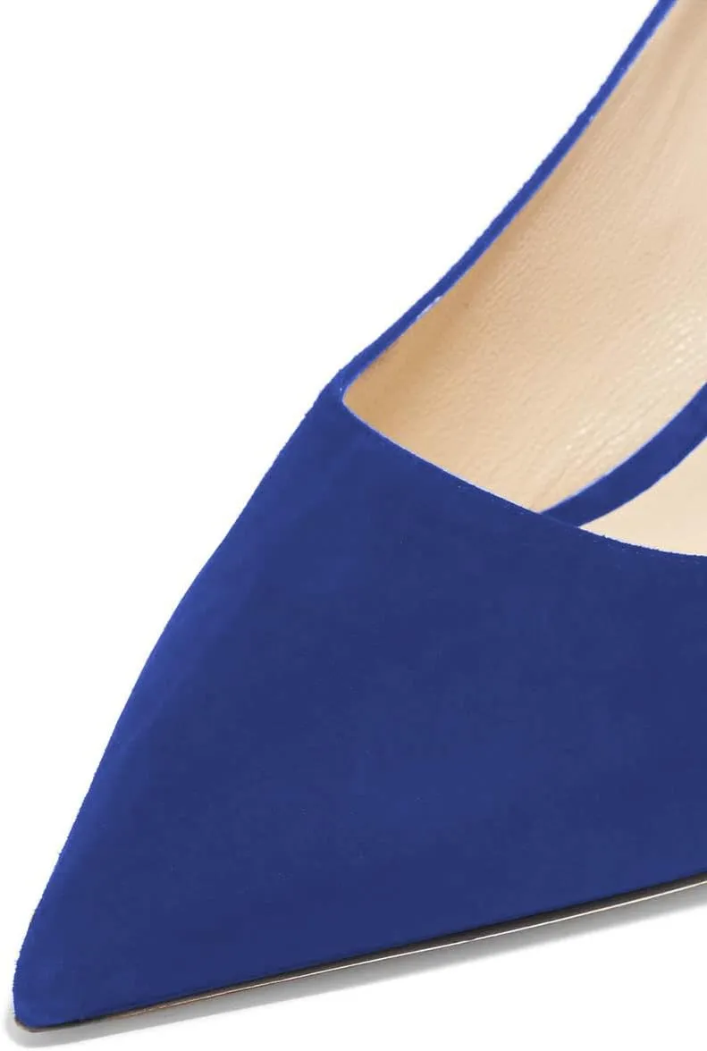 YDN Women's Low Kitten Heeled Pumps Pointed Toe Dress Shoes for Office Lady Soft Suede Size 4-16 US
