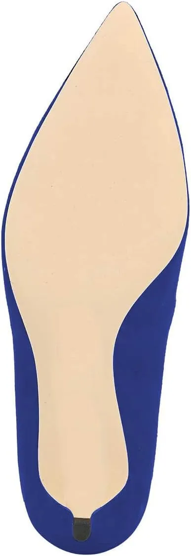 YDN Women's Low Kitten Heeled Pumps Pointed Toe Dress Shoes for Office Lady Soft Suede Size 4-16 US