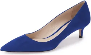 YDN Women's Low Kitten Heeled Pumps Pointed Toe Dress Shoes for Office Lady Soft Suede Size 4-16 US