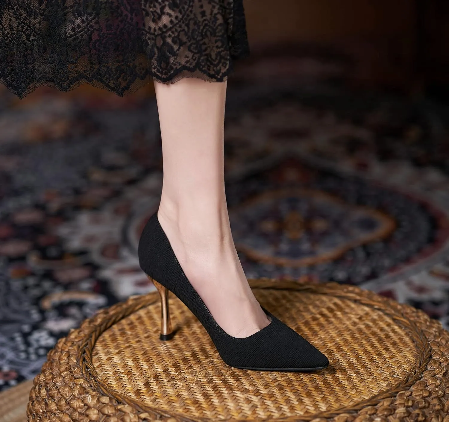 YooPrettyz Women Romantic Pointed Toe Dressy Pumps Sexy High Heels Elegant Slip On Office Stiletto Shoes