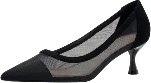 YooPrettyz Women See Through Mesh Sexy High Heels Formal Dressy Pump Shoes Pointed Toe Office Kitten Heels